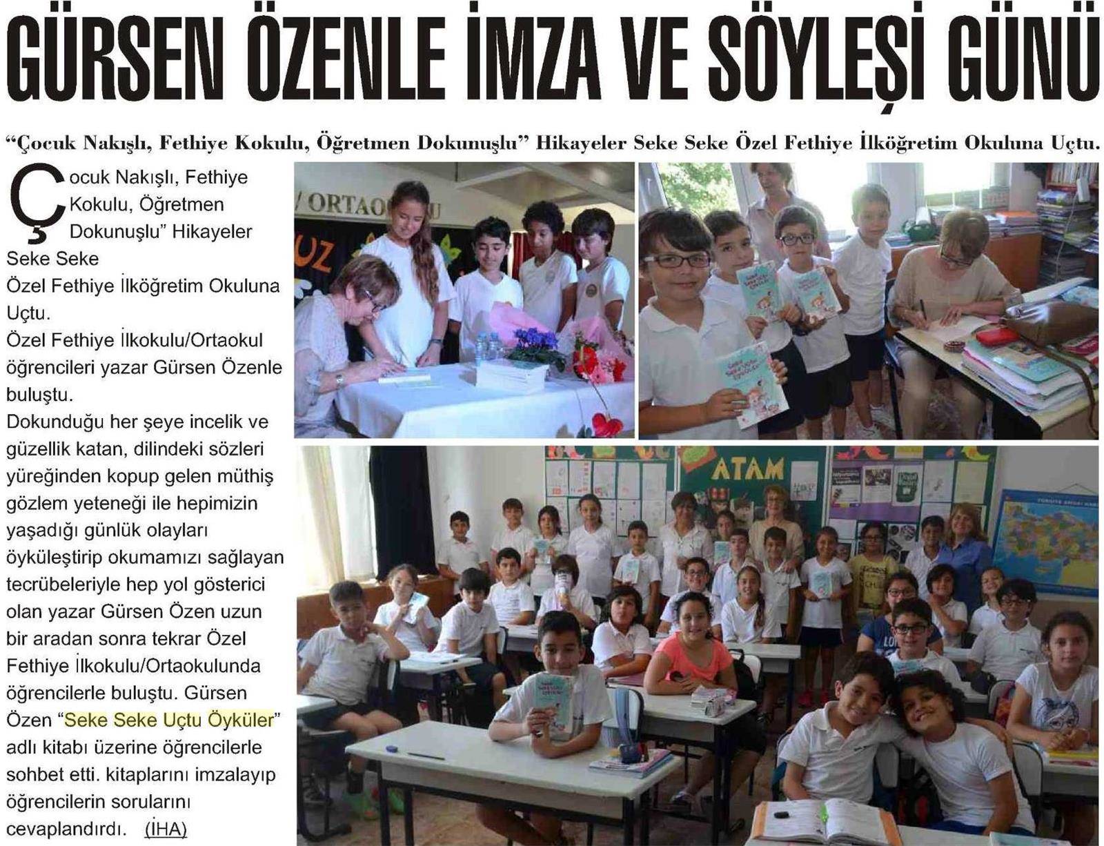 27-05-2015 | Fethiye Güncel Gazetesi | GÜRSEN ÖZENLE İMZA VE SÖYLEŞİ GÜNÜ