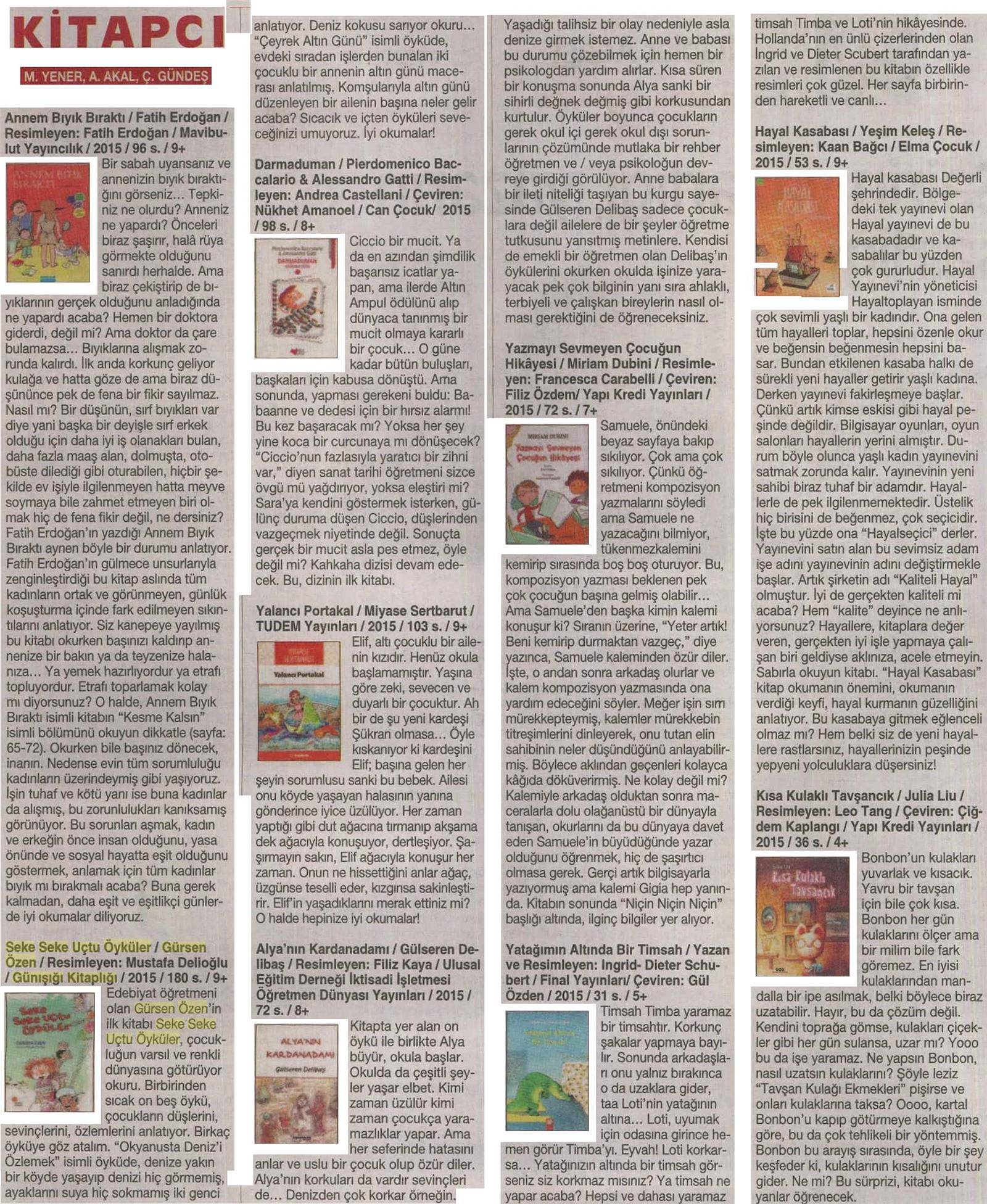 26-06-2015 | Cumhuriyet Kitap | Seke Seke Uçtu Öyküler