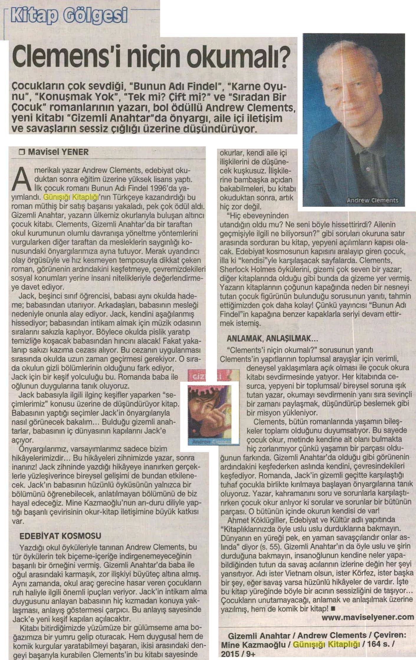 30-07-2015 | Cumhuriyet Kitap | Clements’i niçin okumalı?