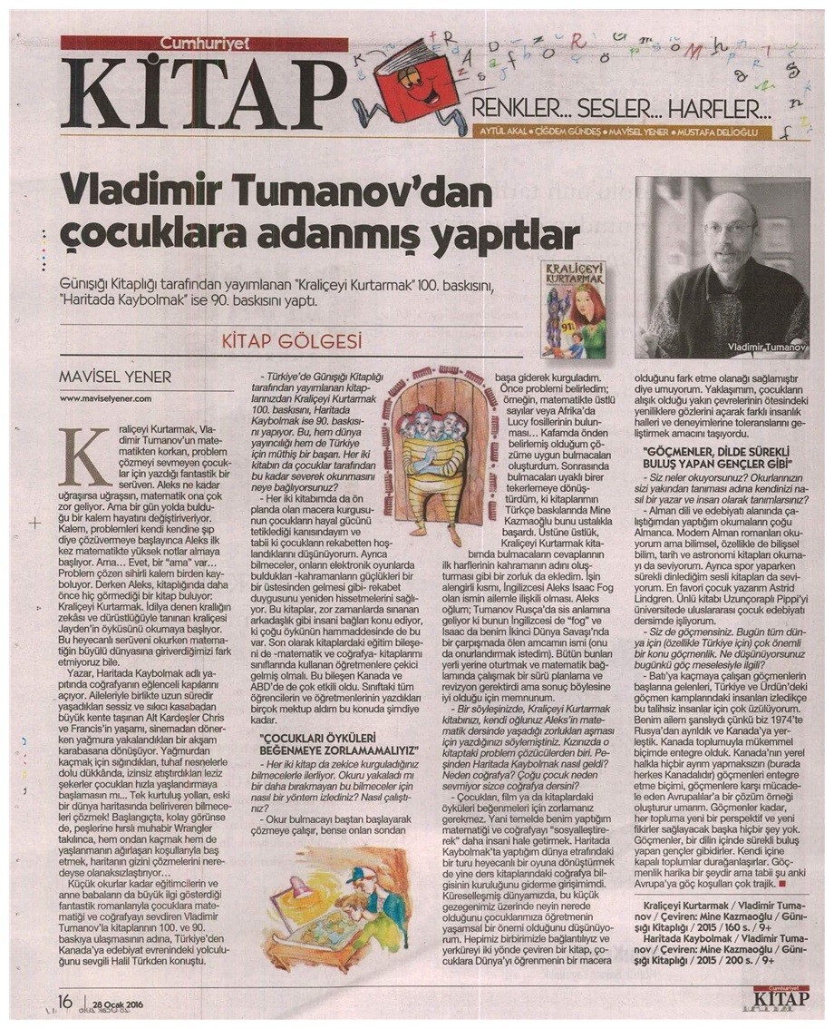 28-01-2016 | Cumhuriyet Kitap | Vladimir Tumanov’dan çocuklara adanmış yapıtlar
