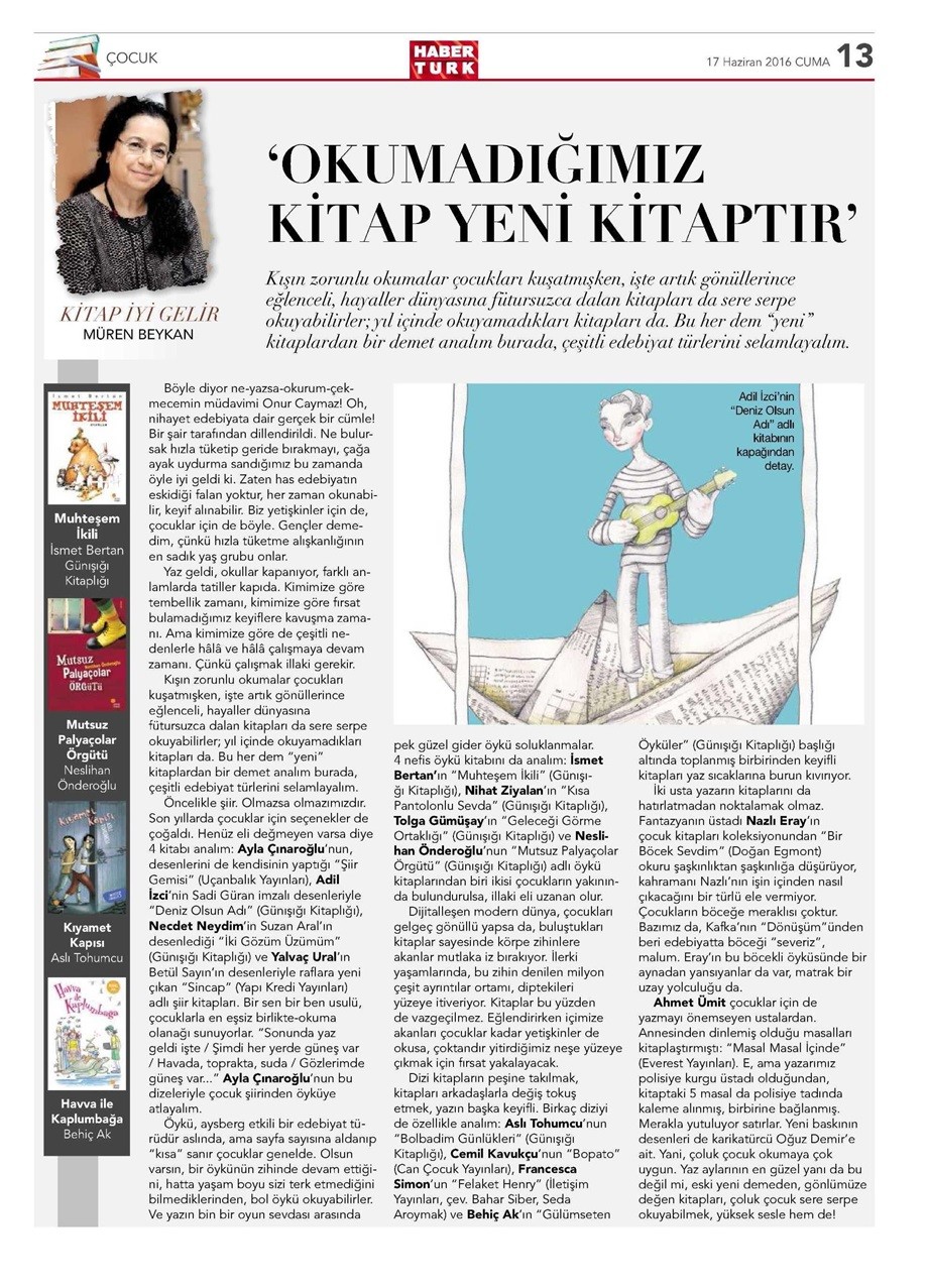 17-06-2016 | HaberTürk Gazetesi | Okumadığımız kitap yeni kitaptır