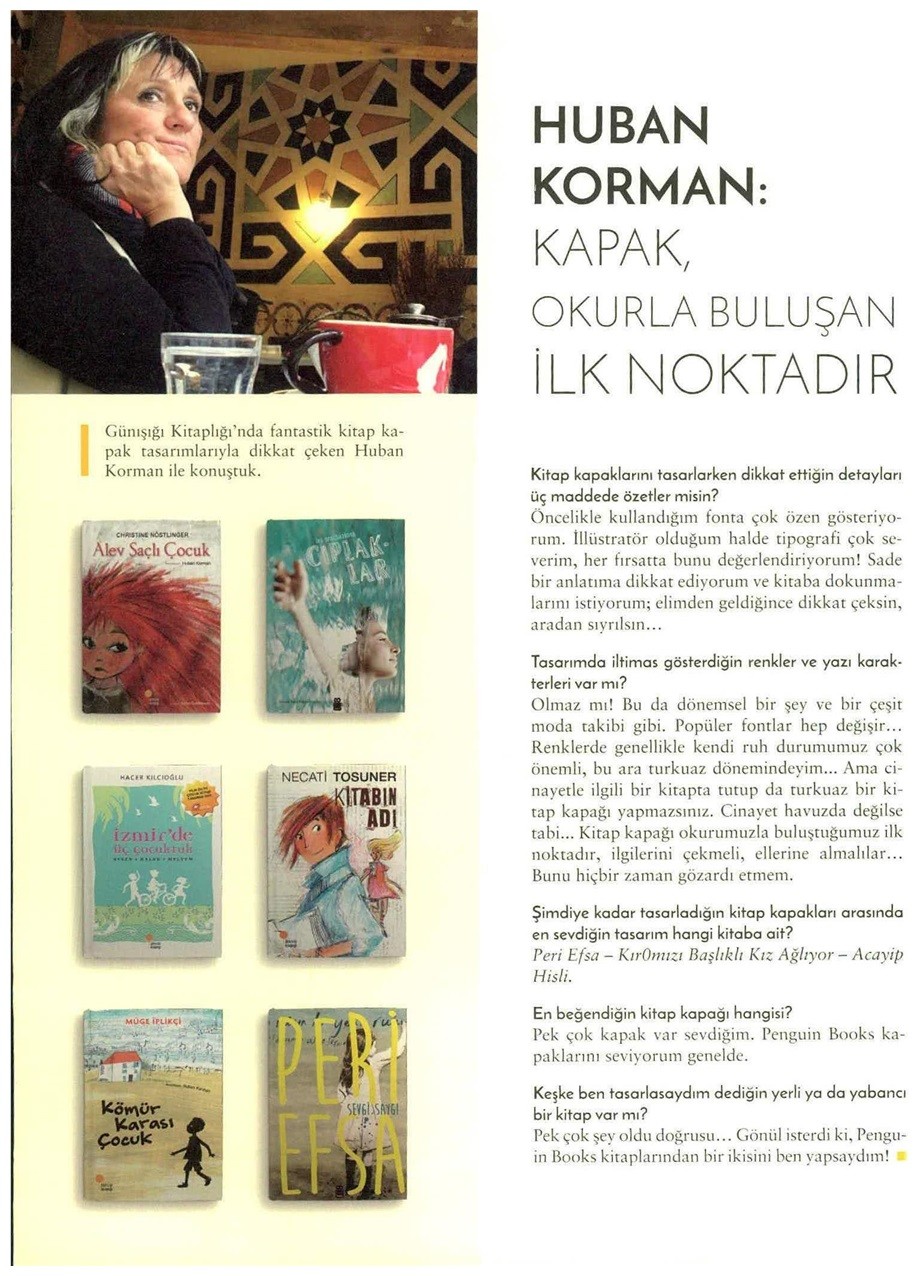 01-08-2016 | Arka Kapak | Huban Korman: Kapak okurla buluşan ilk noktadır