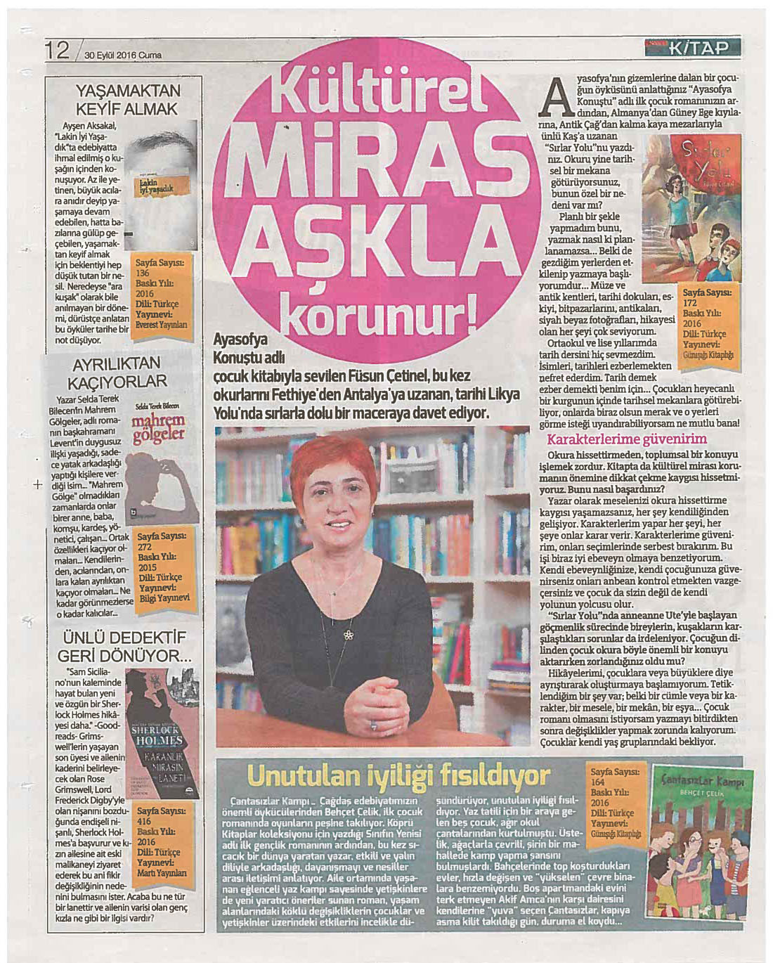 30-09-2016 | Sözcü Kitap | Kültürel Miras Aşkla Korunur!