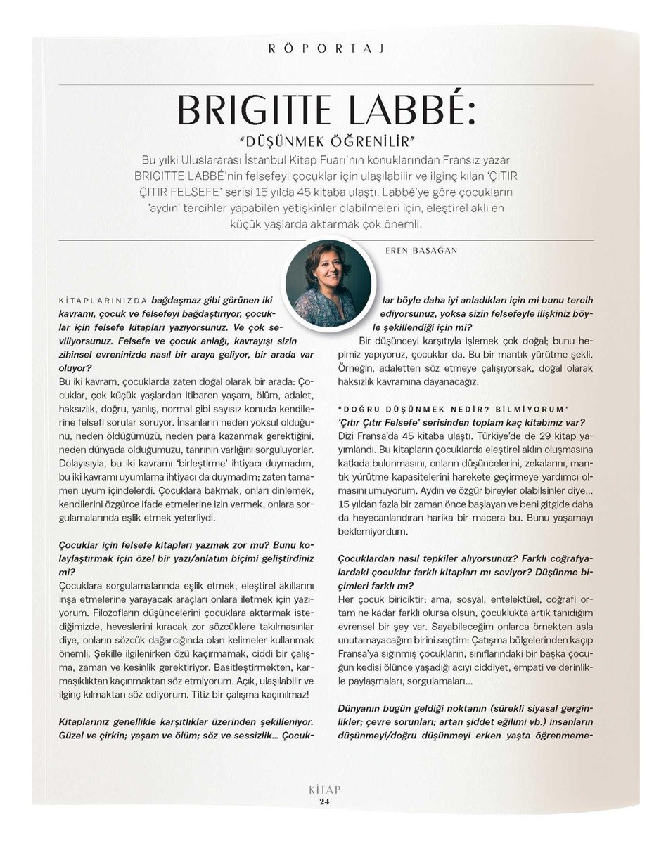 01-11-2016 | Tempo Kitap | Brigitte Labbé: Düşünmek öğrenilir