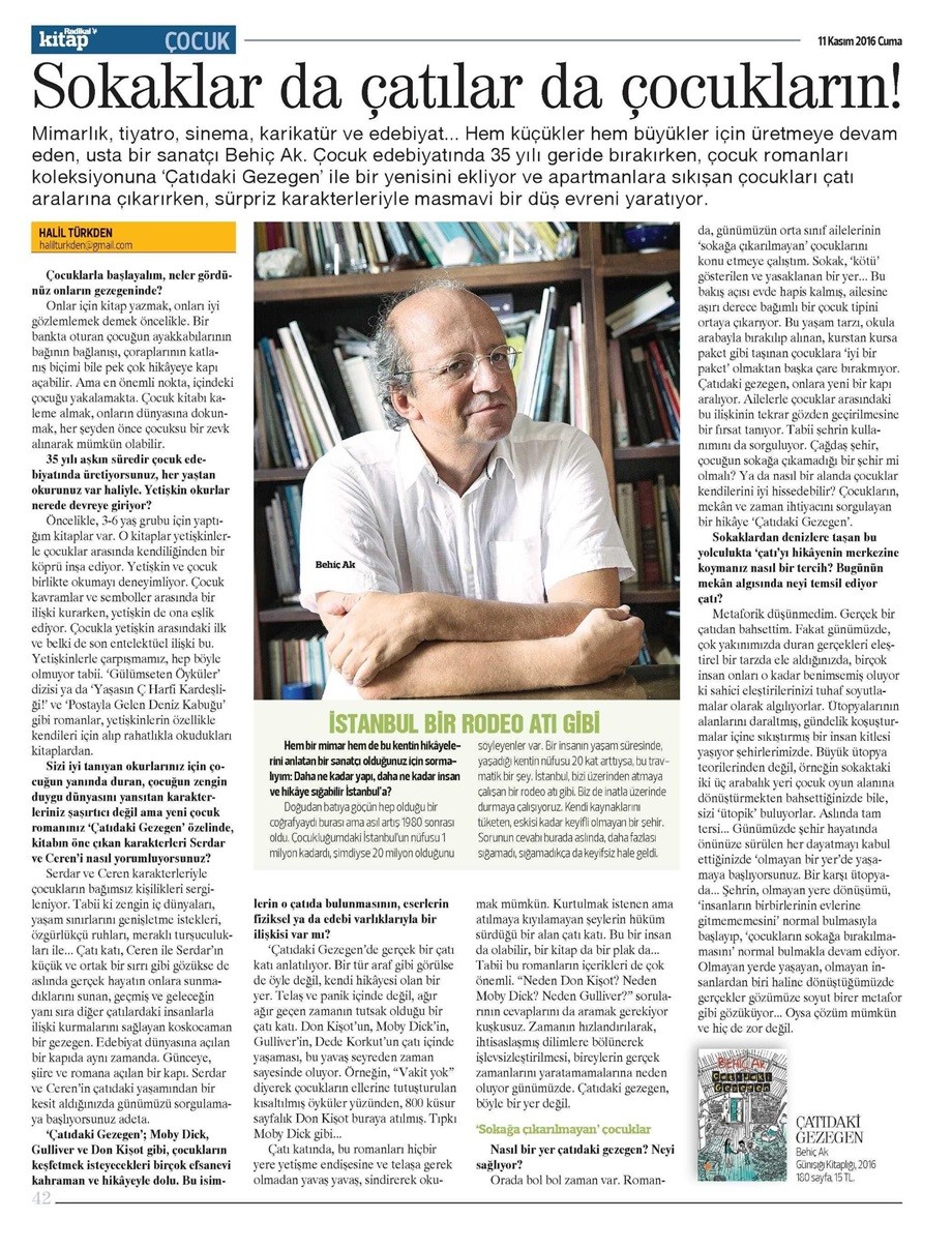 11-11-2016 | Radikal Kitap | Sokaklar da çatılar da çocukların!