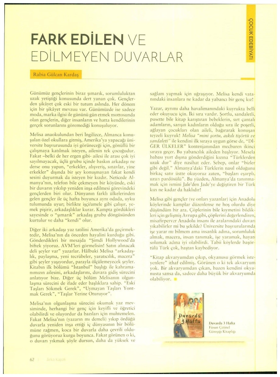 12-09-2017 | Arka Kapak | Fark edilen ve edilmeyen duvarlar