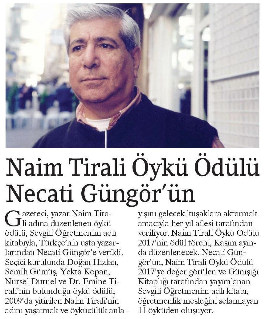 14-10-2017 | BirGün | Naim Tirali Öykü Ödülü Necati Güngör’ün