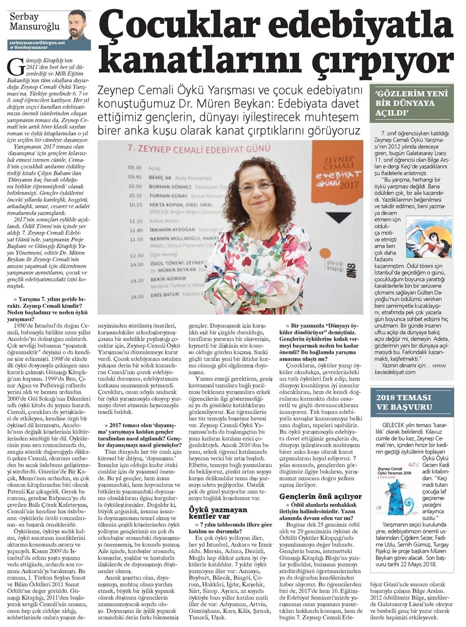 26-10-2017 | BirGün | Çocuklar edebiyatla kanatlarını çırpıyor