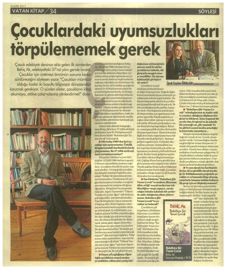 04-11-2017 | Vatan Kitap | Çocuklardaki uyumsuzlukları törpülememek gerek
