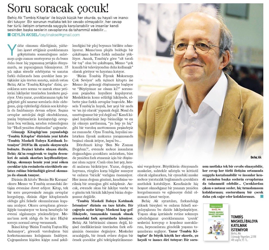 26-02-2018 | Hürriyet Kitap Sanat | Soru Soracak Çocuk!