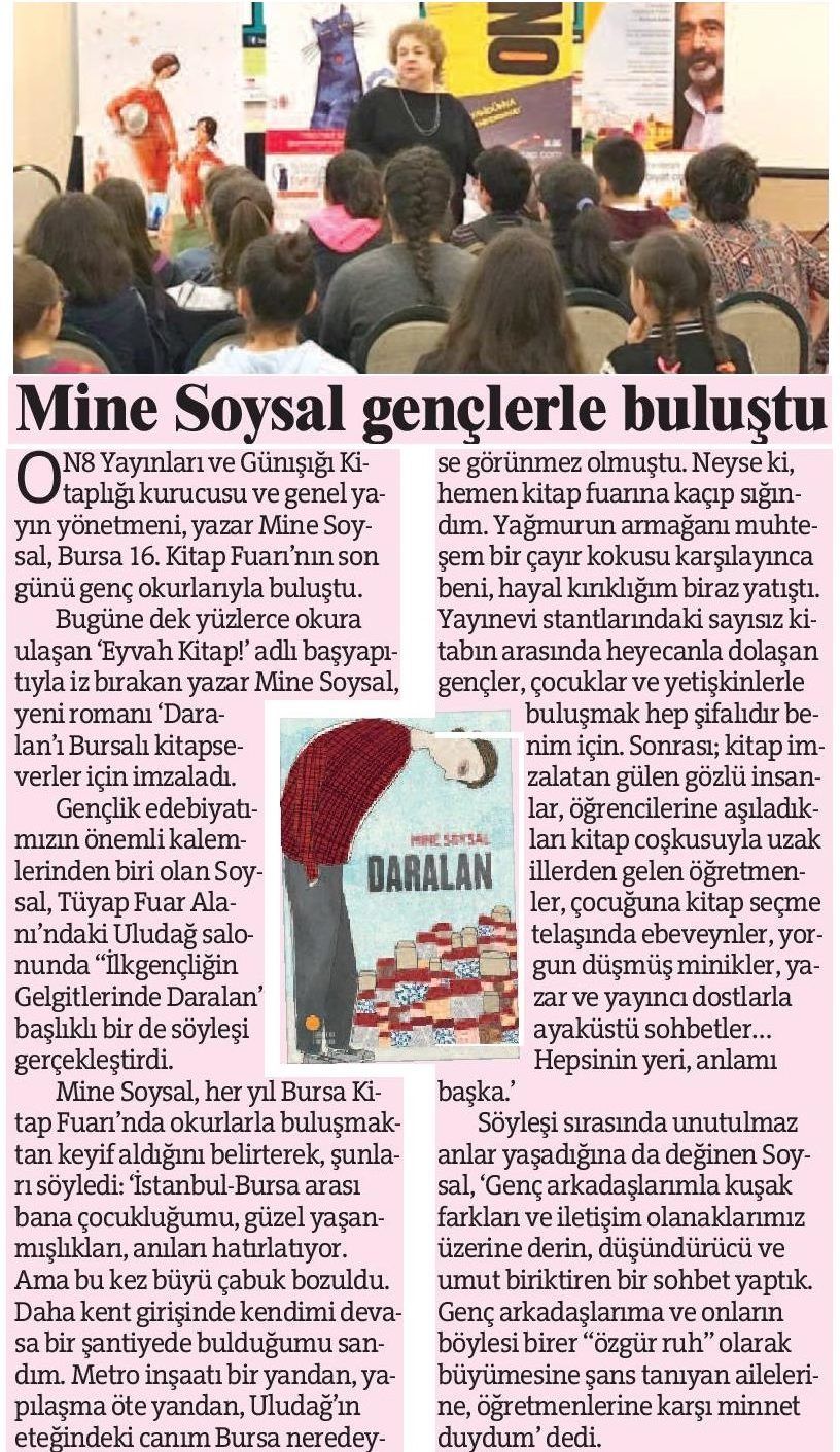 29-03-2018 | Bursa Olay | Mine Soysal gençlerle buluştu